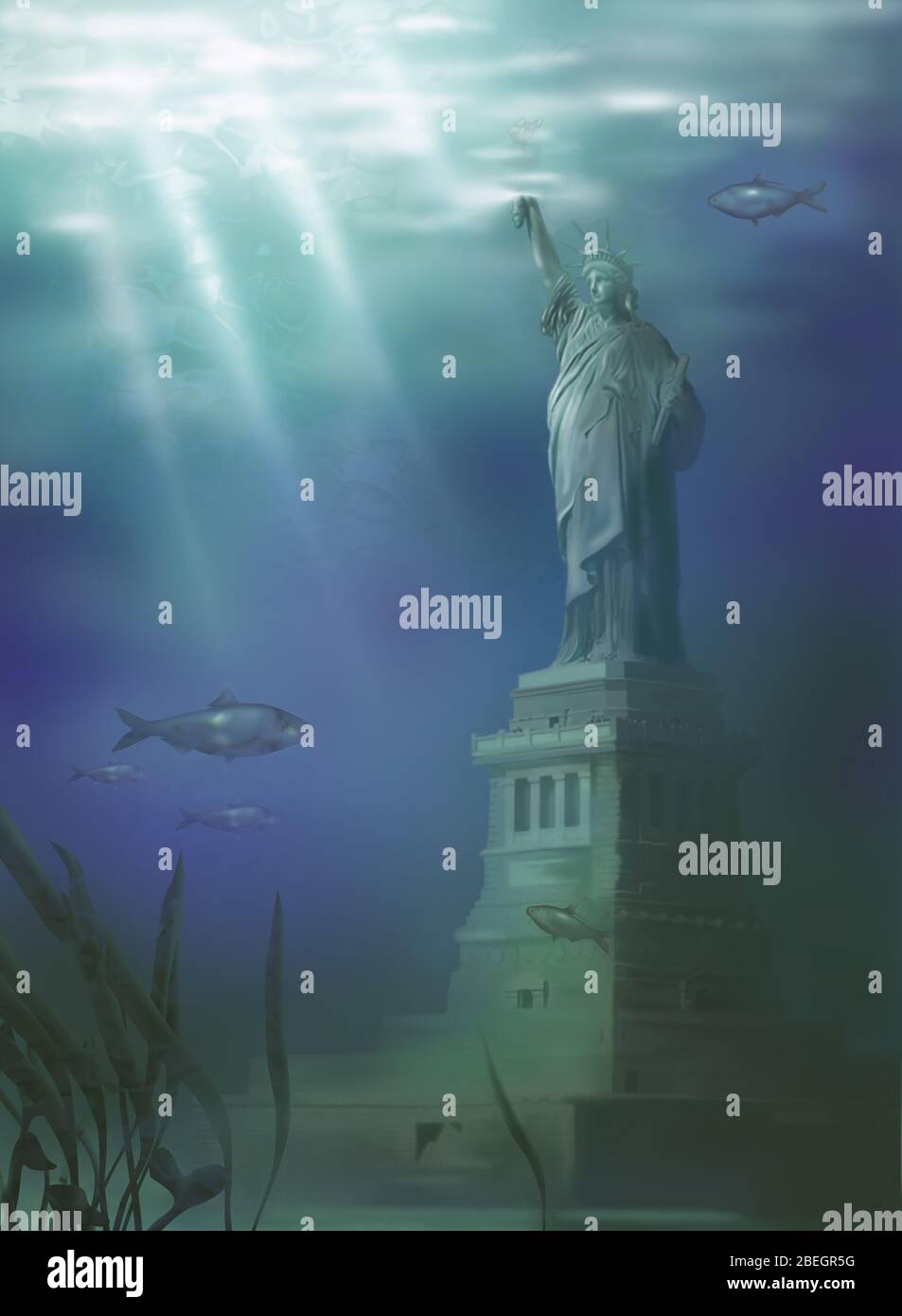 Statue of Liberty Under Water Stock Photo Alamy
