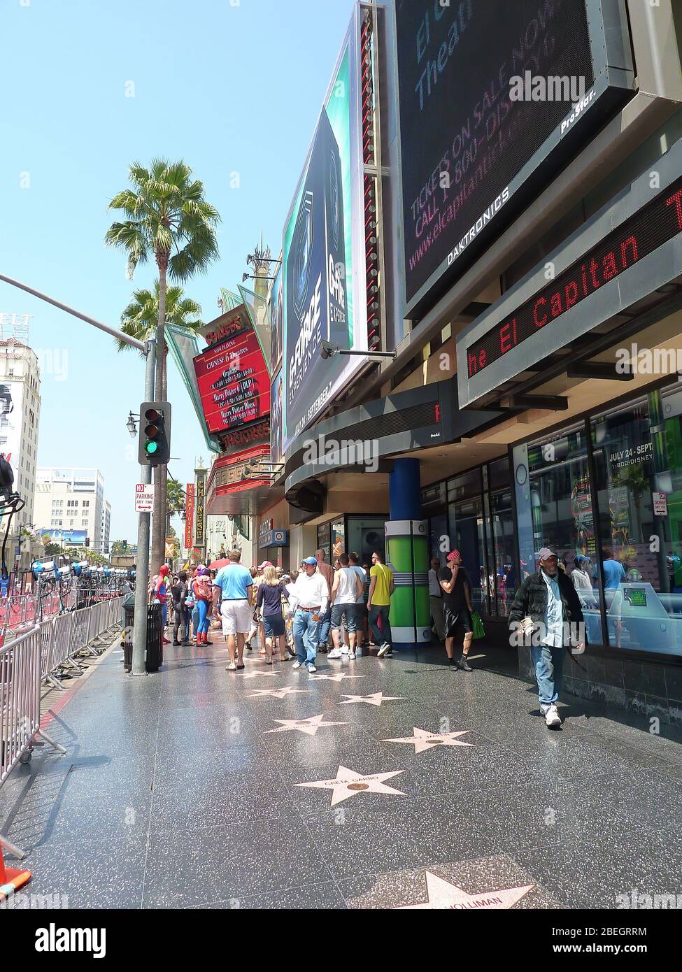 Los Angeles, AUG 11, 2009 - Morning view of the Hollywood Walk of Fame sidewalk area Stock Photo