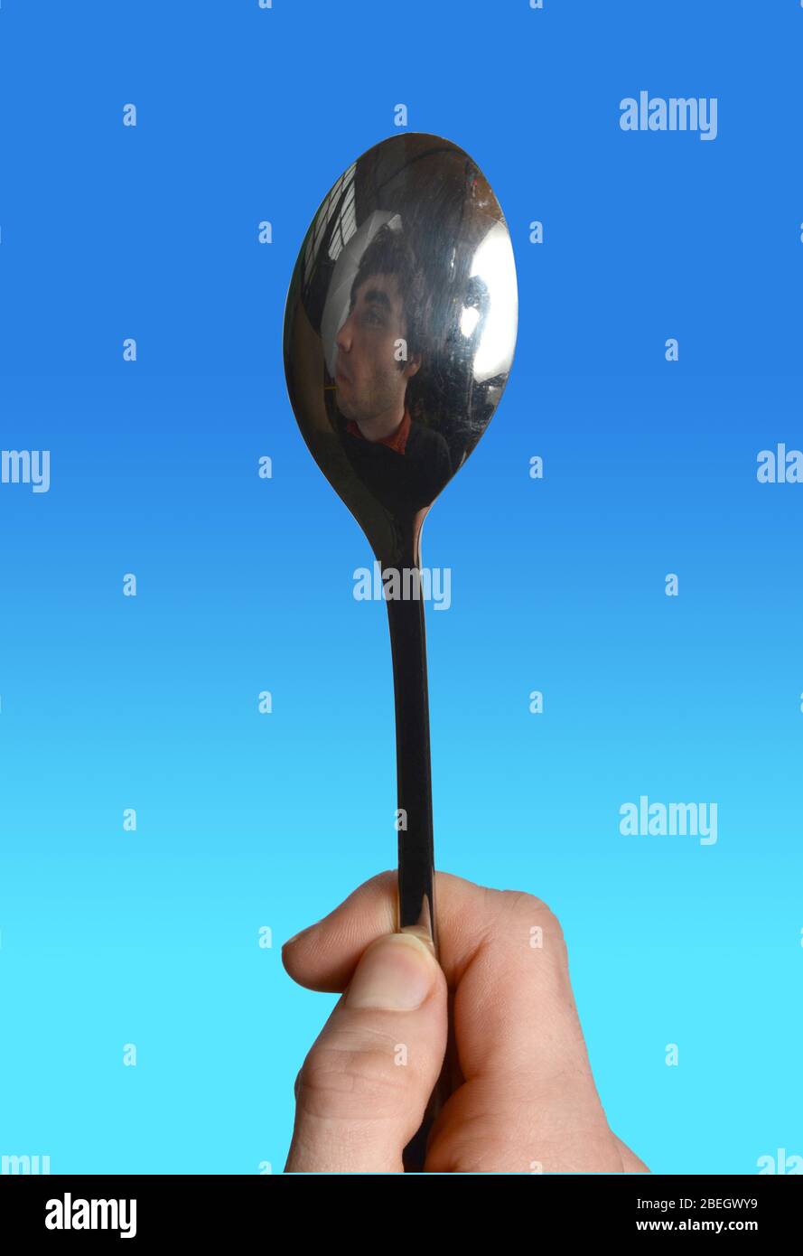 Reflection in Spoon Stock Photo Alamy
