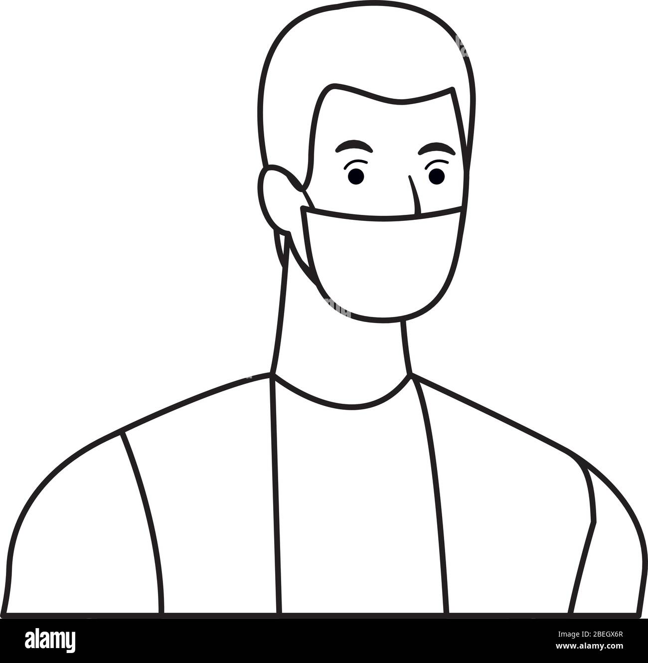 man using face mask for covid19 character Stock Vector Image & Art - Alamy