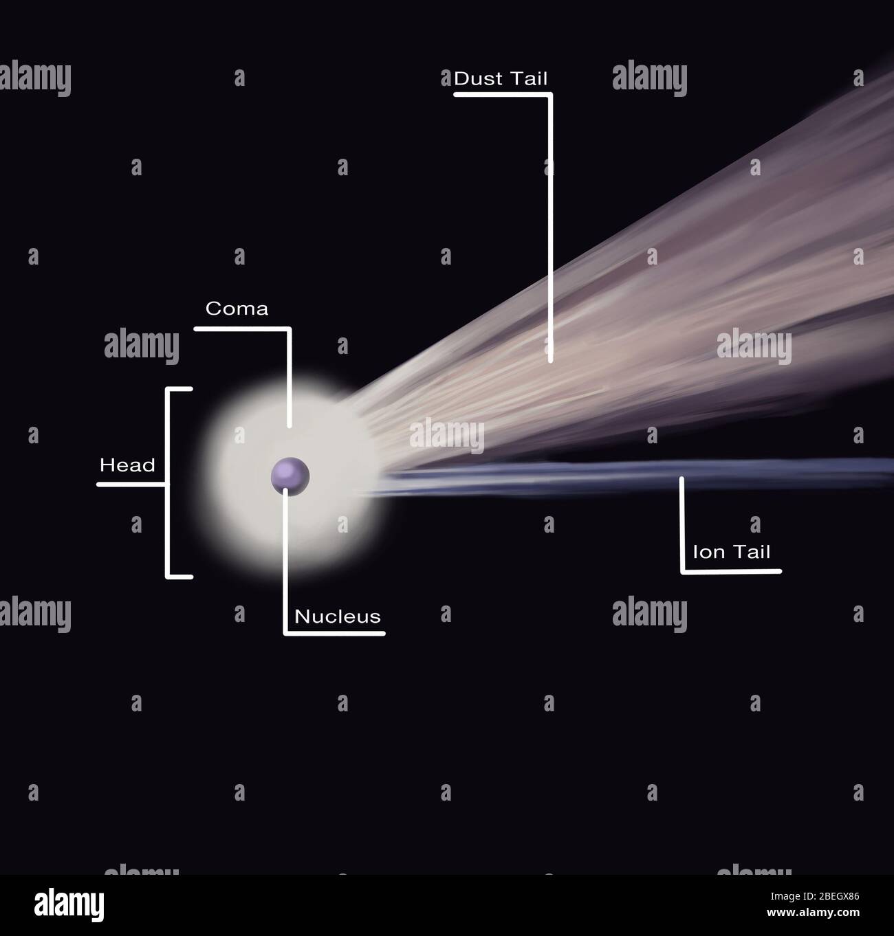 Comet with Parts Labeled Stock Photo