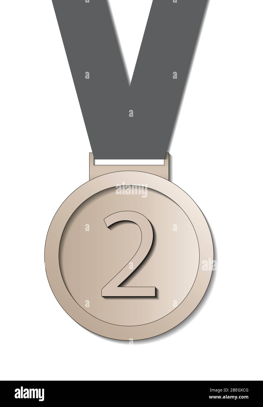 Sports medals, silver medal with gray ribbon. Champion winner awards