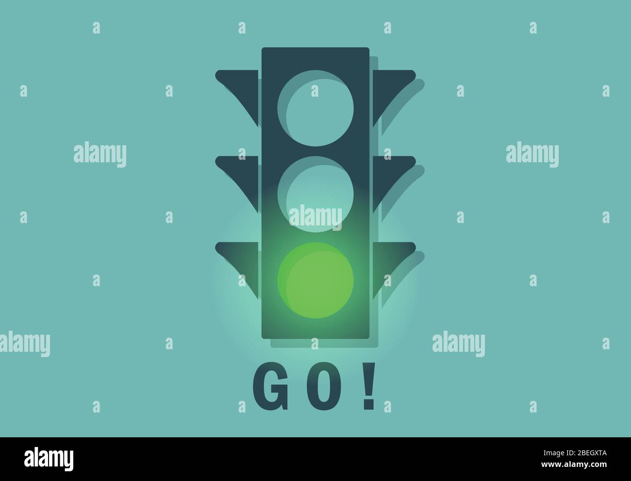 Traffic light with green signal, symbol for go, yes or positive, vector illustration symbol Stock Vector
