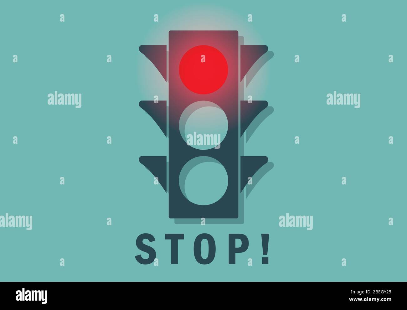 Traffic light with red signal, symbol for stop, no, dont, or negative