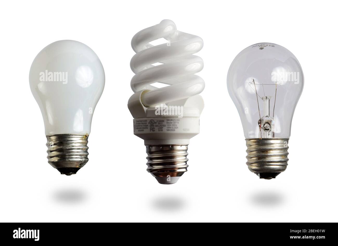 Incandescent and Compact Fluorescent Light Bulbs Stock Photo