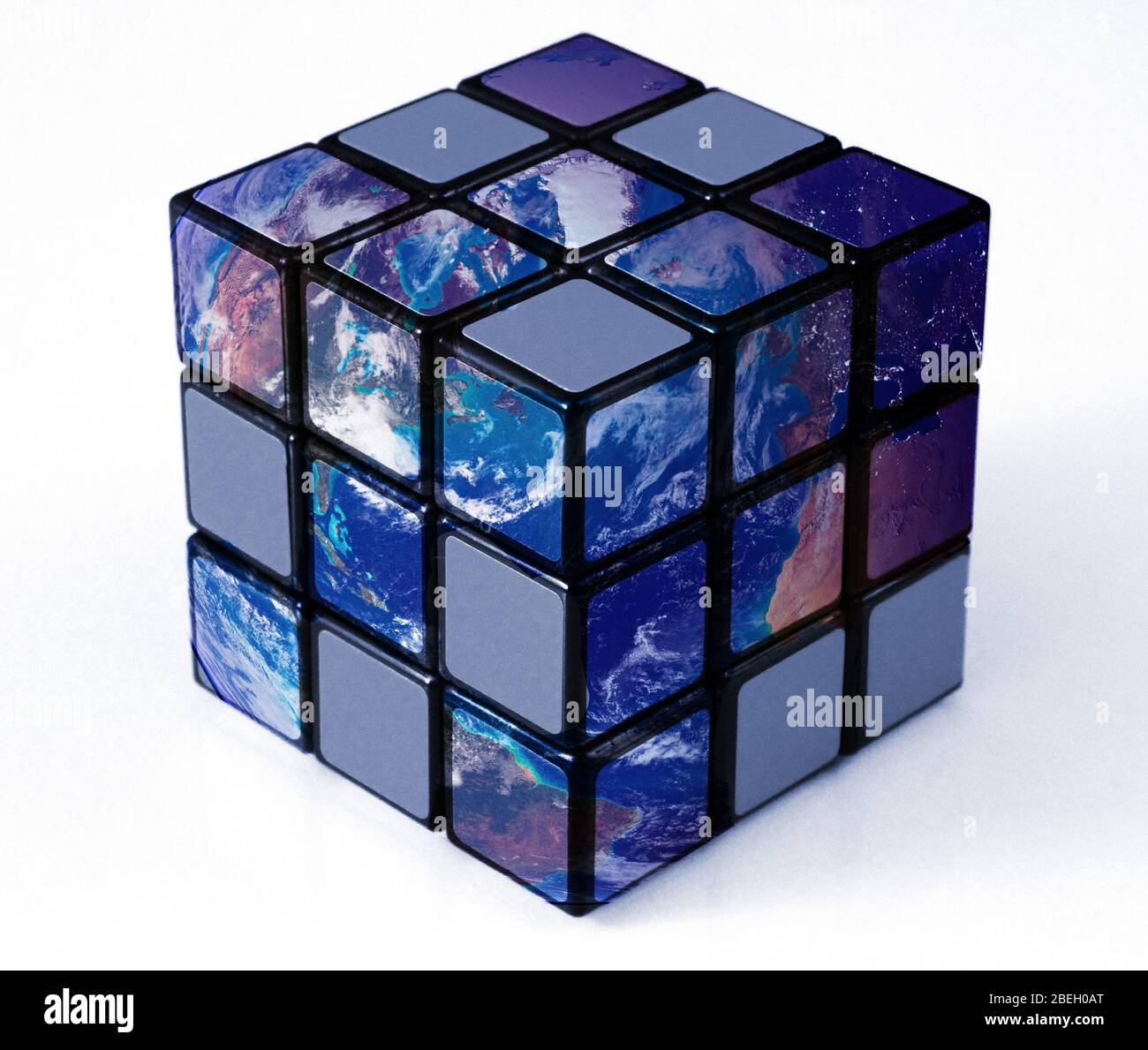 Earth as Rubik's Cube Stock Photo