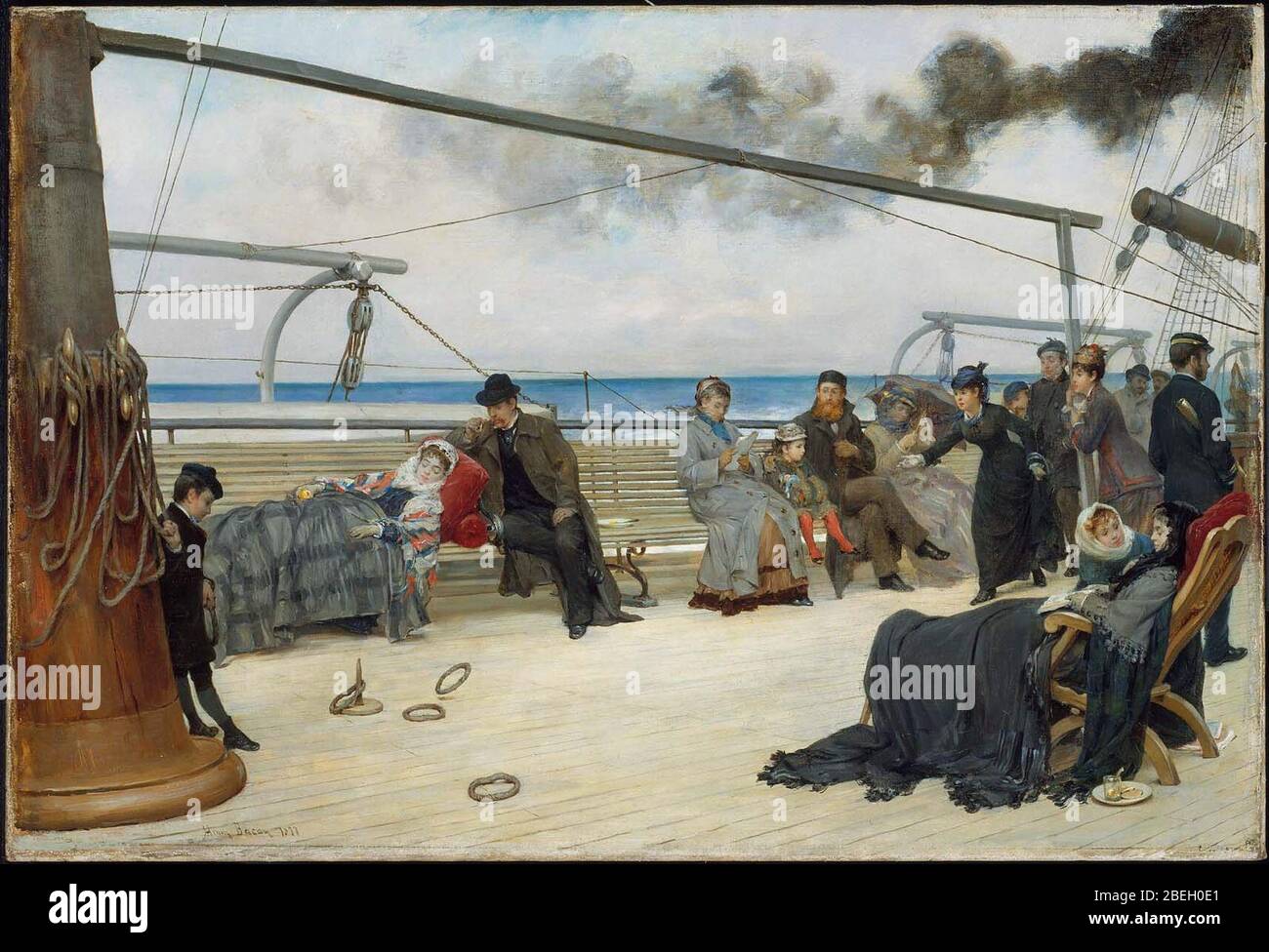 Henry Bacon - On the Open Sea- The Transatlantic Steamship ‘Péreire‘ Stock Photo