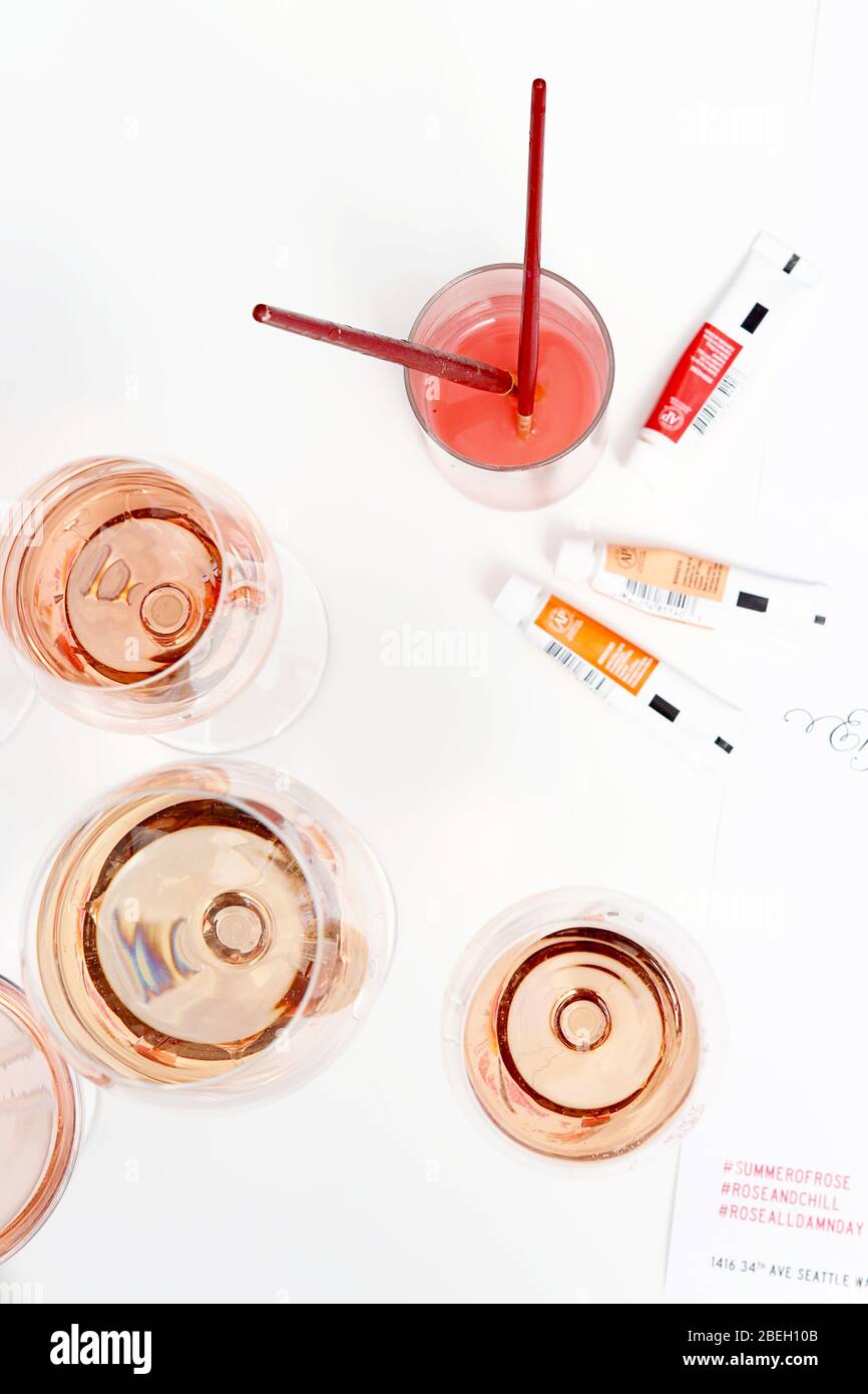 Create art while drinking wine and rosÃ© Stock Photo - Alamy
