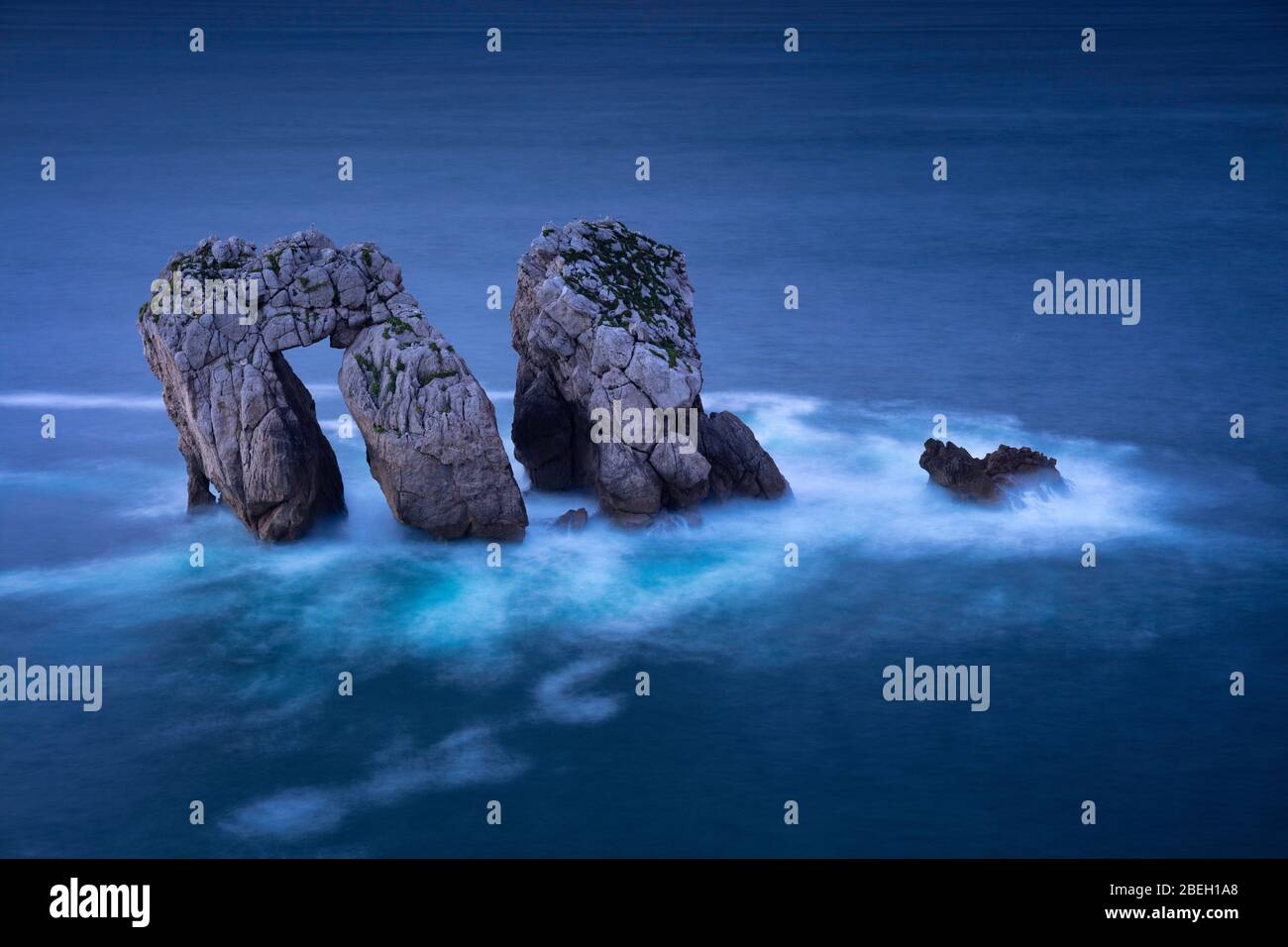 Amazing rock formation in Costa Quebrada, Cantabria, Spain Stock Photo