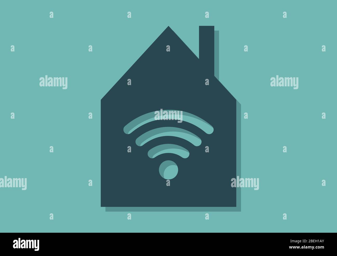 House with wifi sign, minimalistic vector illustration symbol Stock