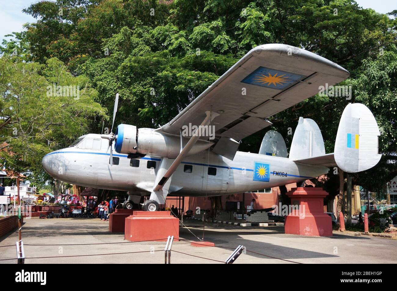 A historical military aircraft Scottish Aviation Twin Pioneer FM1064 will found at the Melacca city. It on display at open air Muzium Pengangkutan Mel Stock Photo