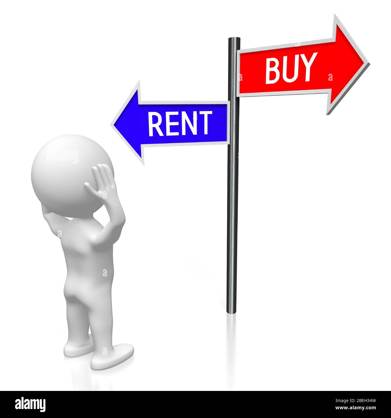 3D illustration/ 3D rendering crossroads concept buy or rent Stock