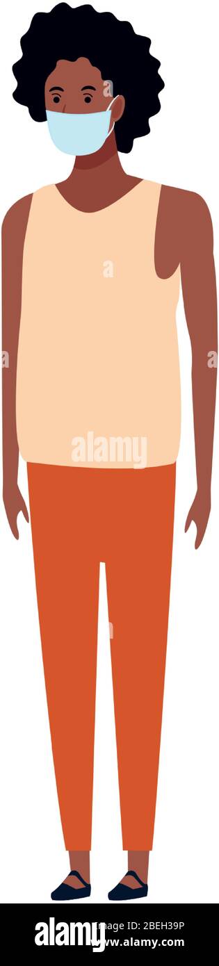 afro woman using face mask for covid19 character Stock Vector Image ...