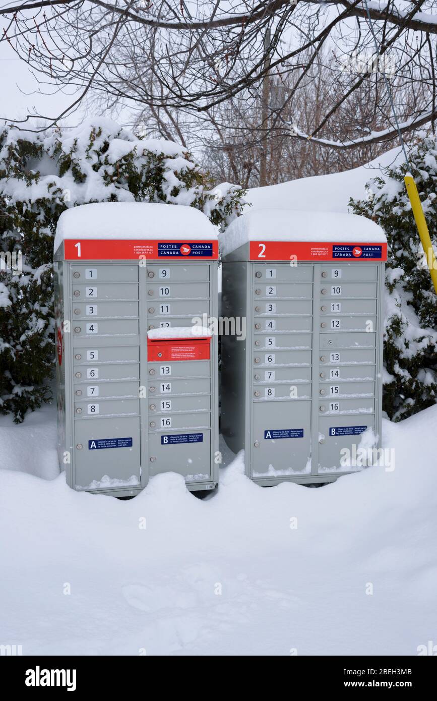Canada Post communal mailbox after a snowfall Stock Photo Alamy