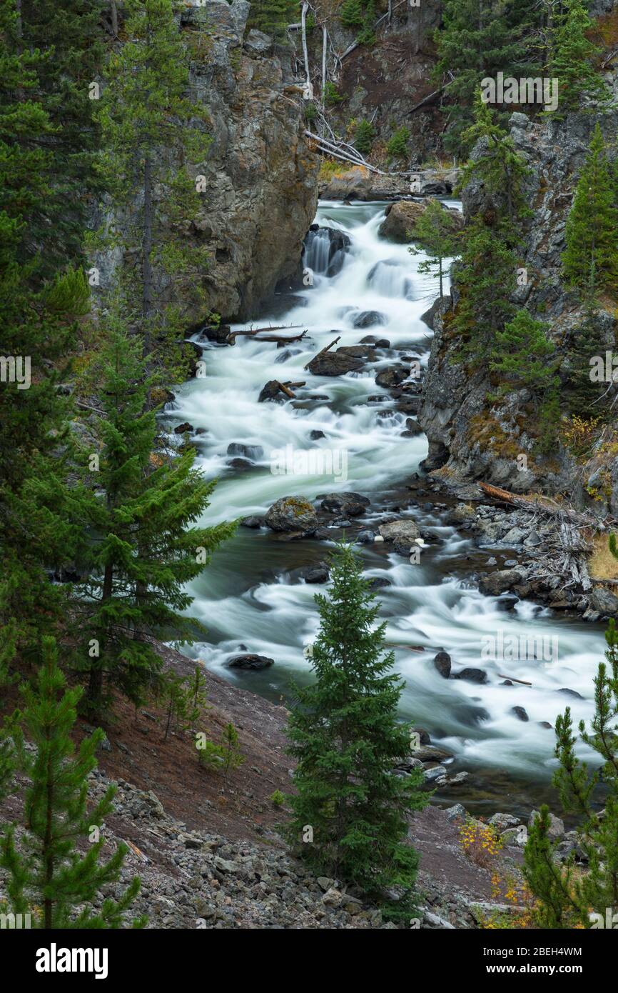 Firehole River in Firehole Canyon Yellowstone National Park Stock Photo