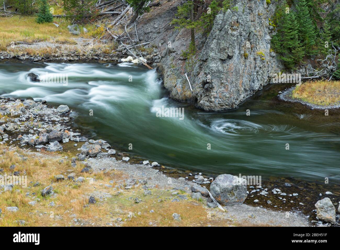 Firehole River in Firehole Canyon Yellowstone National Park Stock Photo