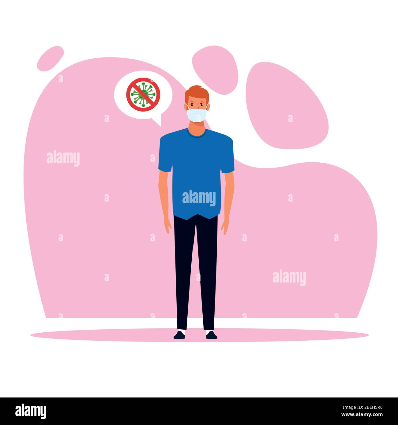 man using face mask and stop covid19 signal Stock Vector Image & Art ...