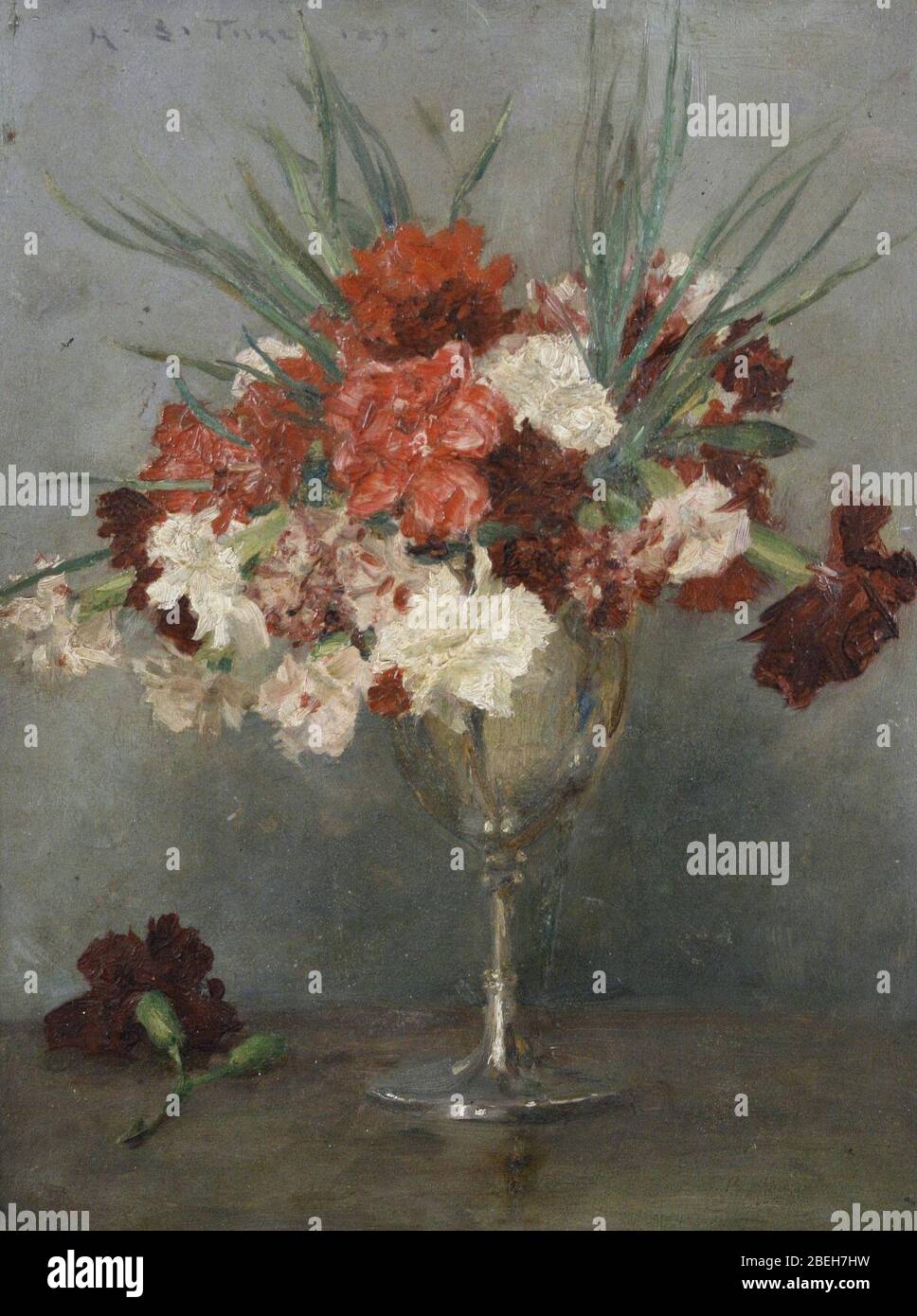 Henry Scott Tuke - Carnations - a study. Stock Photo