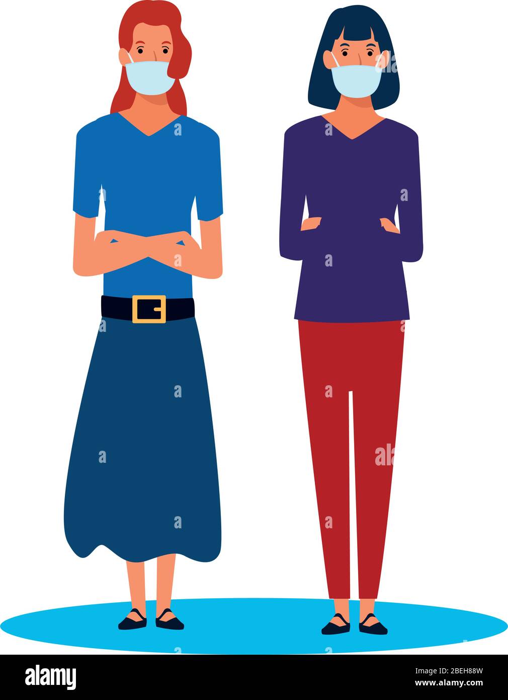 women using face masks for covid19 characters Stock Vector Image & Art ...
