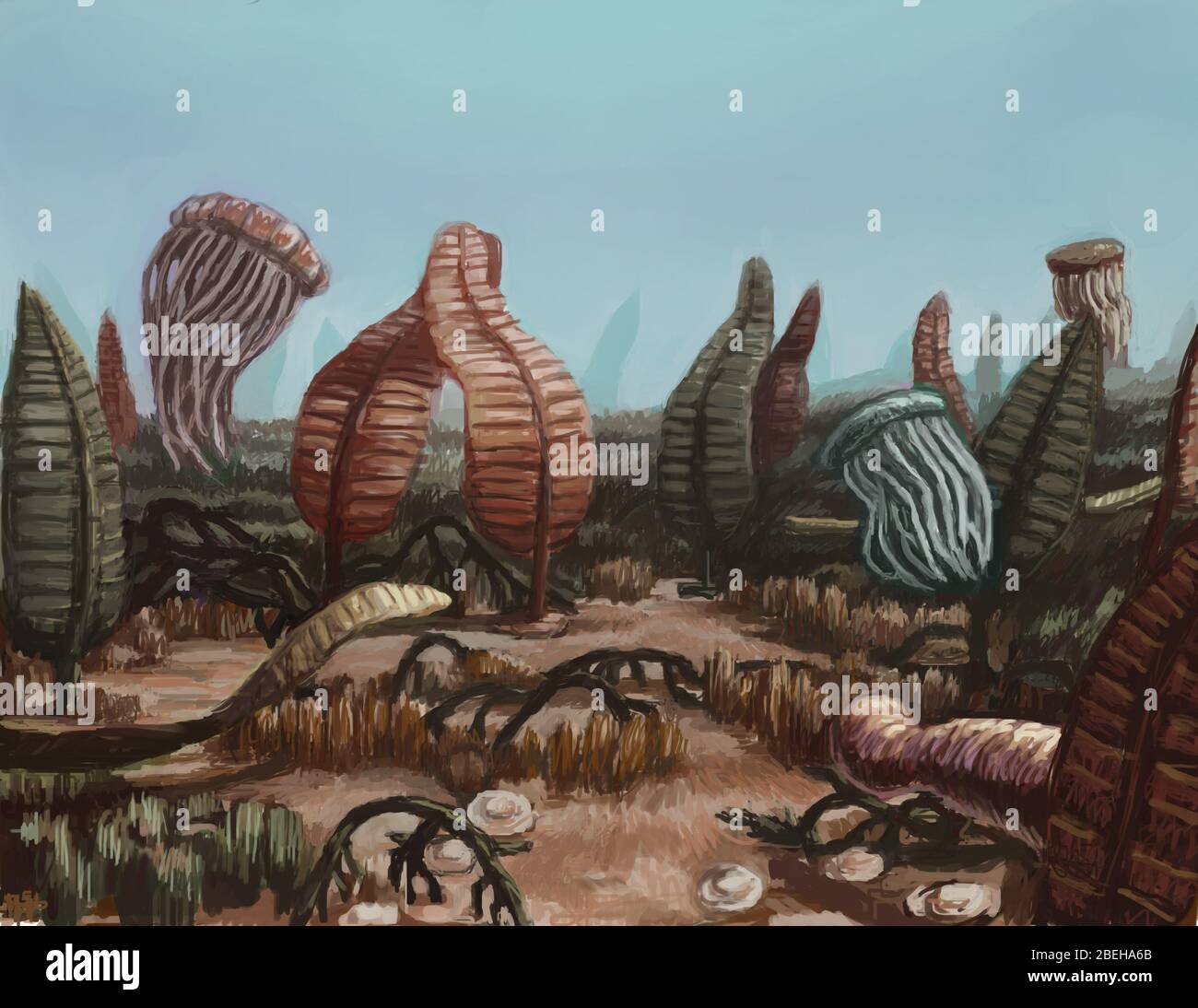 Precambrian spanned from 4.5 billion years ago to the beginning of the Cambrian period about 541 million years ago, Within this time span was the formation of the earth. Stock Photo