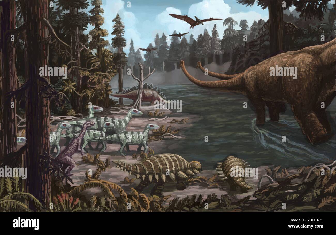 Jurassic Period, Illustration Stock Photo