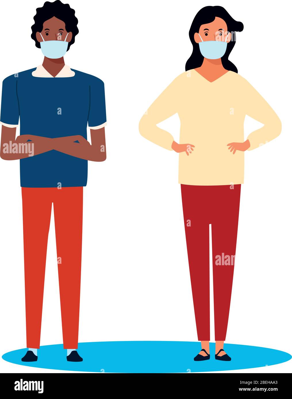 interracial couple using face mask for covid19 Stock Vector Image & Art ...
