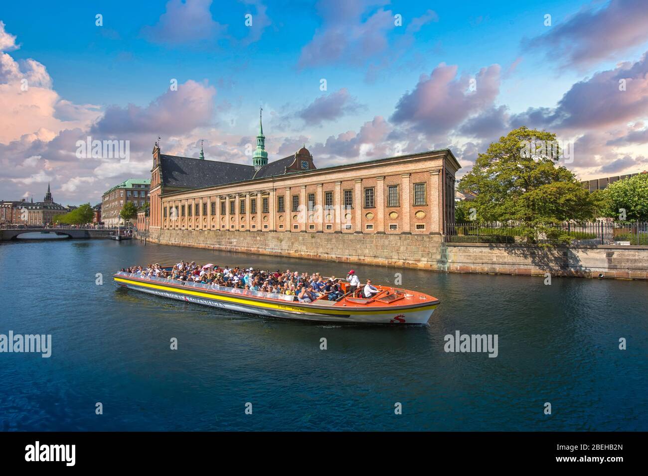 Copenhagen, Denmark-2 August, 2019: Scenic boat canal tours in Copenhagen that cover historicity center, Nyhavn and major tourist city attractions Stock Photo