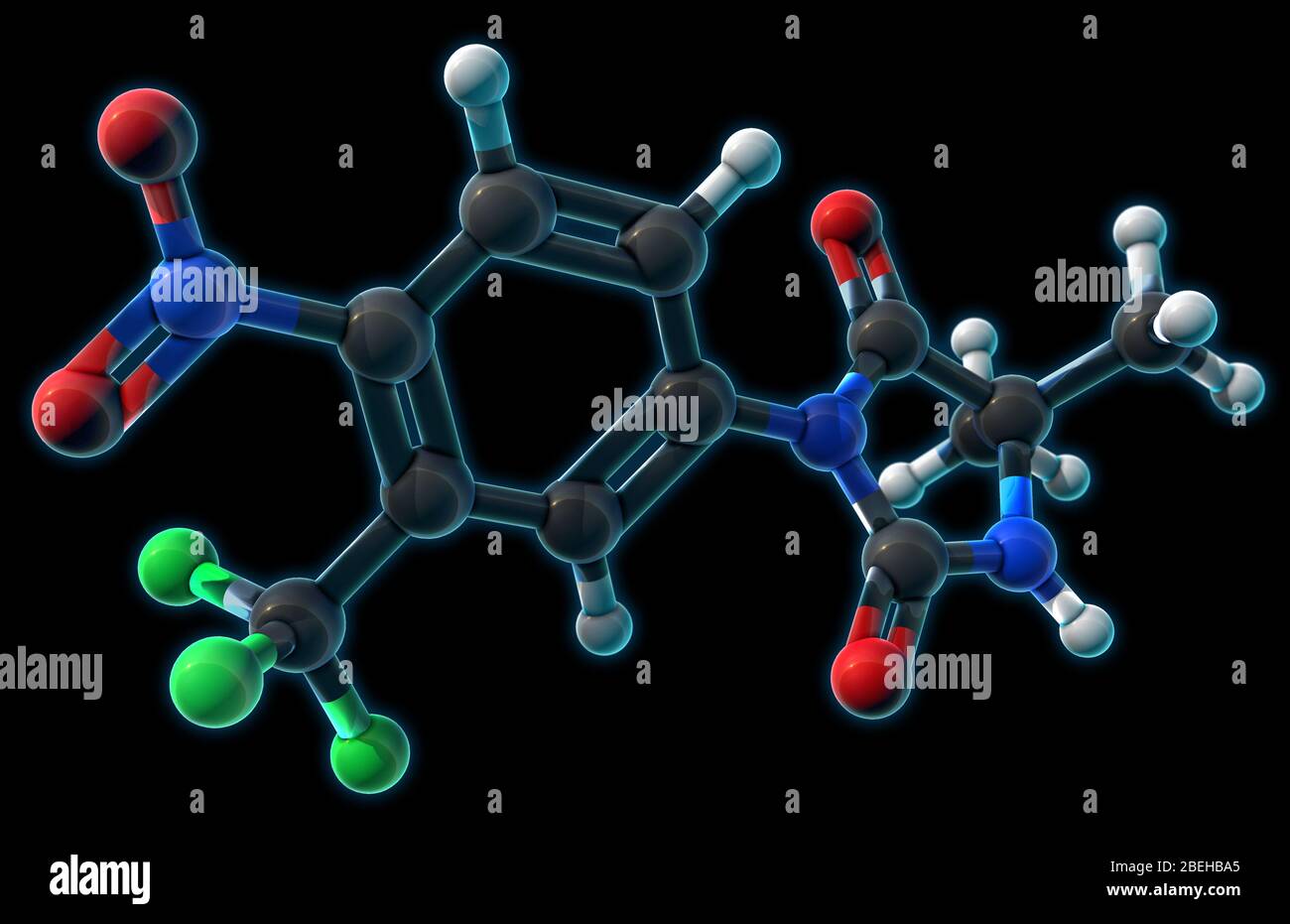 Nilutamide, Molecular Model Stock Photo