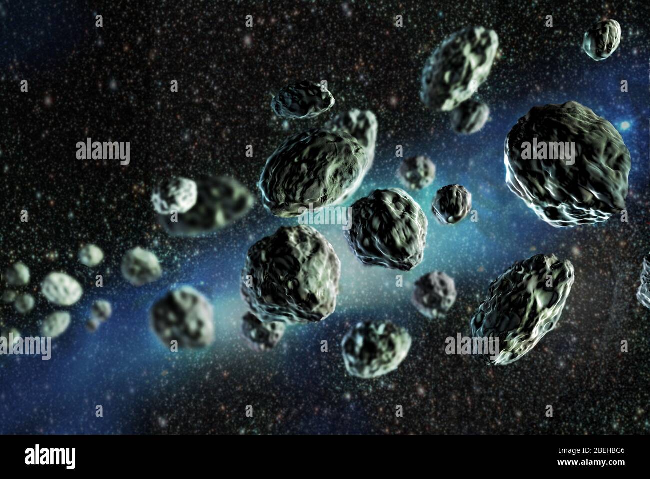 A Swarm of Asteroids in Front of the Milky Way Galaxy Stock Illustration -  Illustration of crater, catastrophe: 112968004