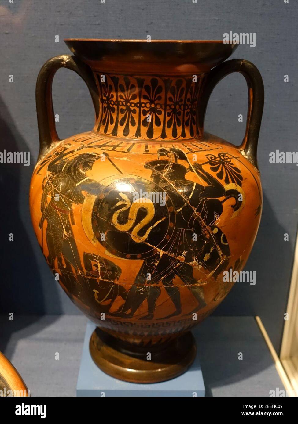 Herakles fighting Geryon, neck amphora, Attic Greek, 550-530 BC, painted clay Stock Photo