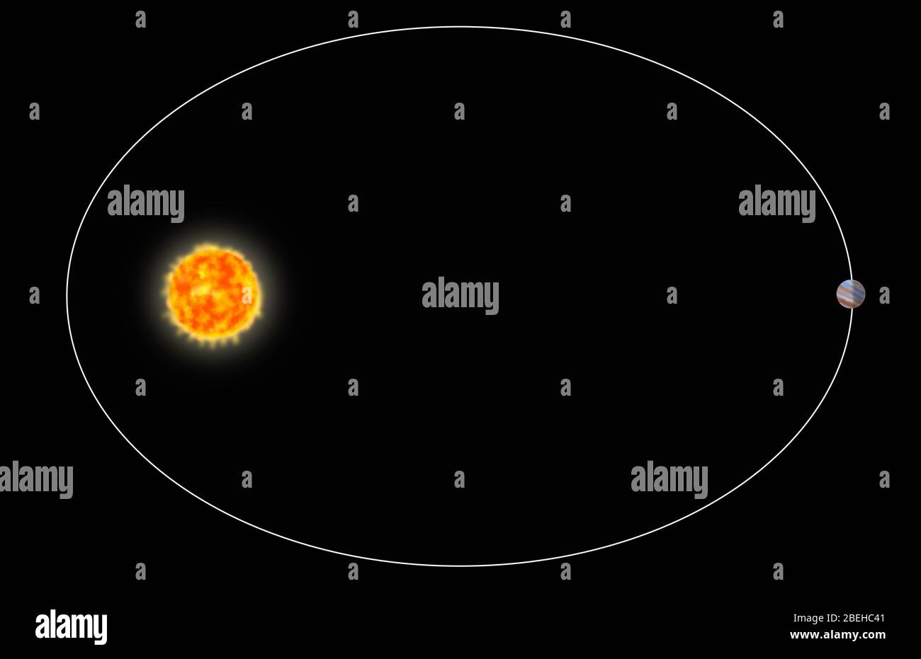 Planet with ellipitcal orbit Stock Photo