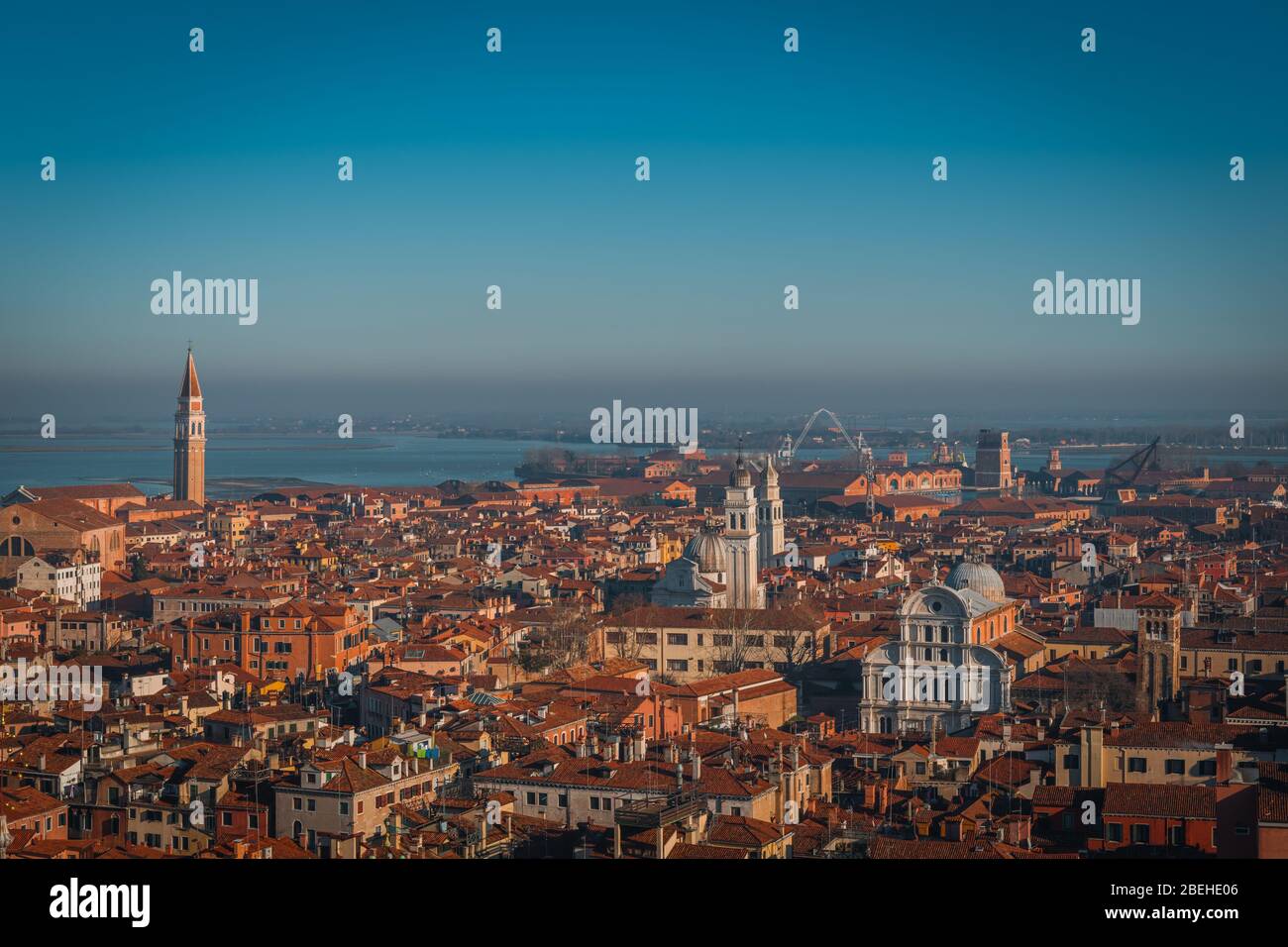 VENICE, VENETO / ITALY - DECEMBER 26 2019: Venice view from the roof before COVID-19 epidemic Stock Photo