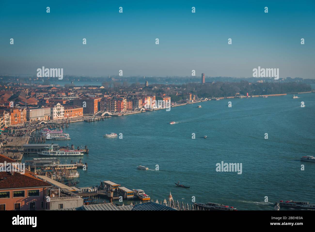 VENICE, VENETO / ITALY - DECEMBER 26 2019: Venice view from the roof before COVID-19 epidemic Stock Photo