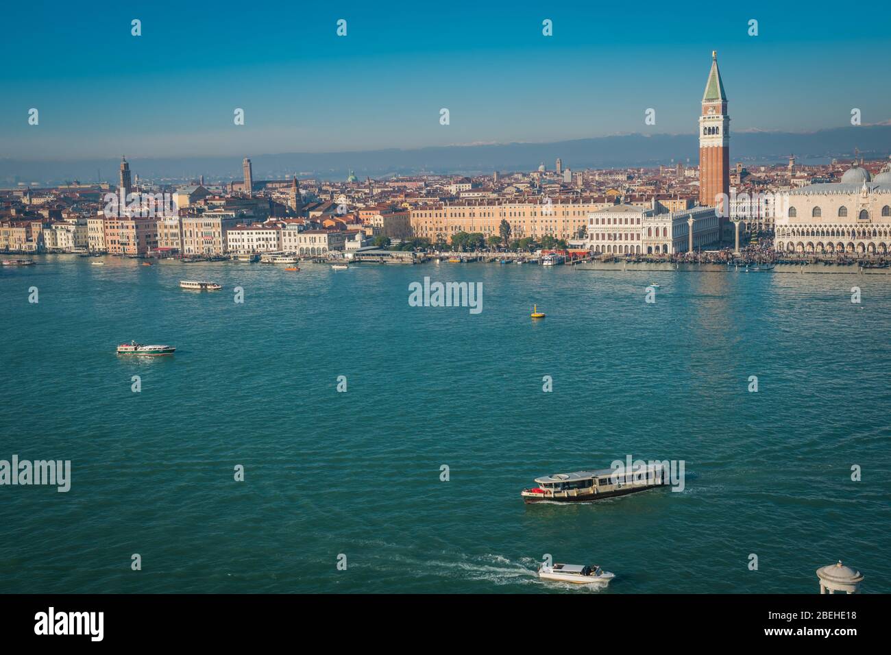VENICE, VENETO / ITALY - DECEMBER 26 2019: Venice view from the top Stock Photo