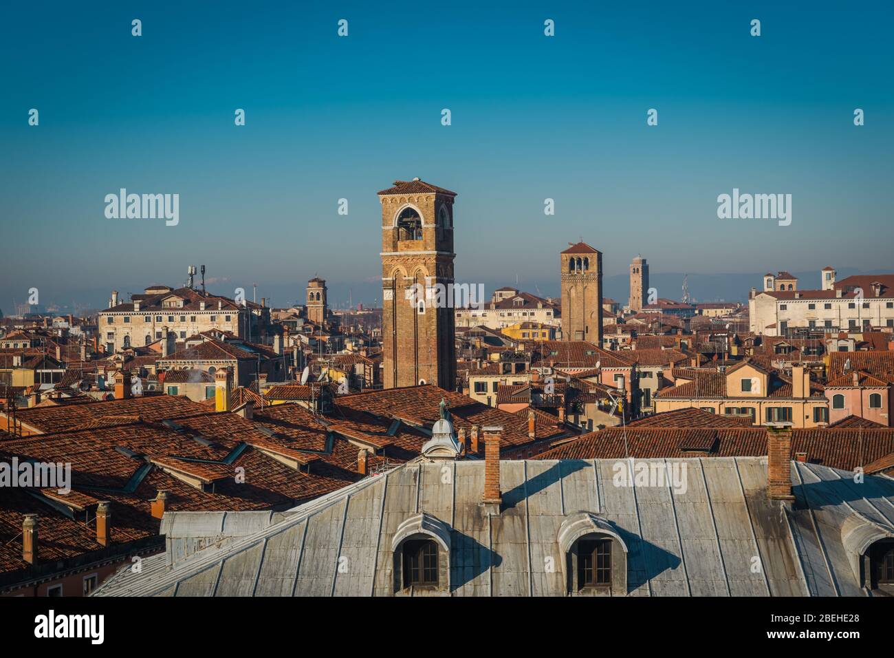VENICE, VENETO / ITALY - DECEMBER 26 2019: Venice view from the top Stock Photo