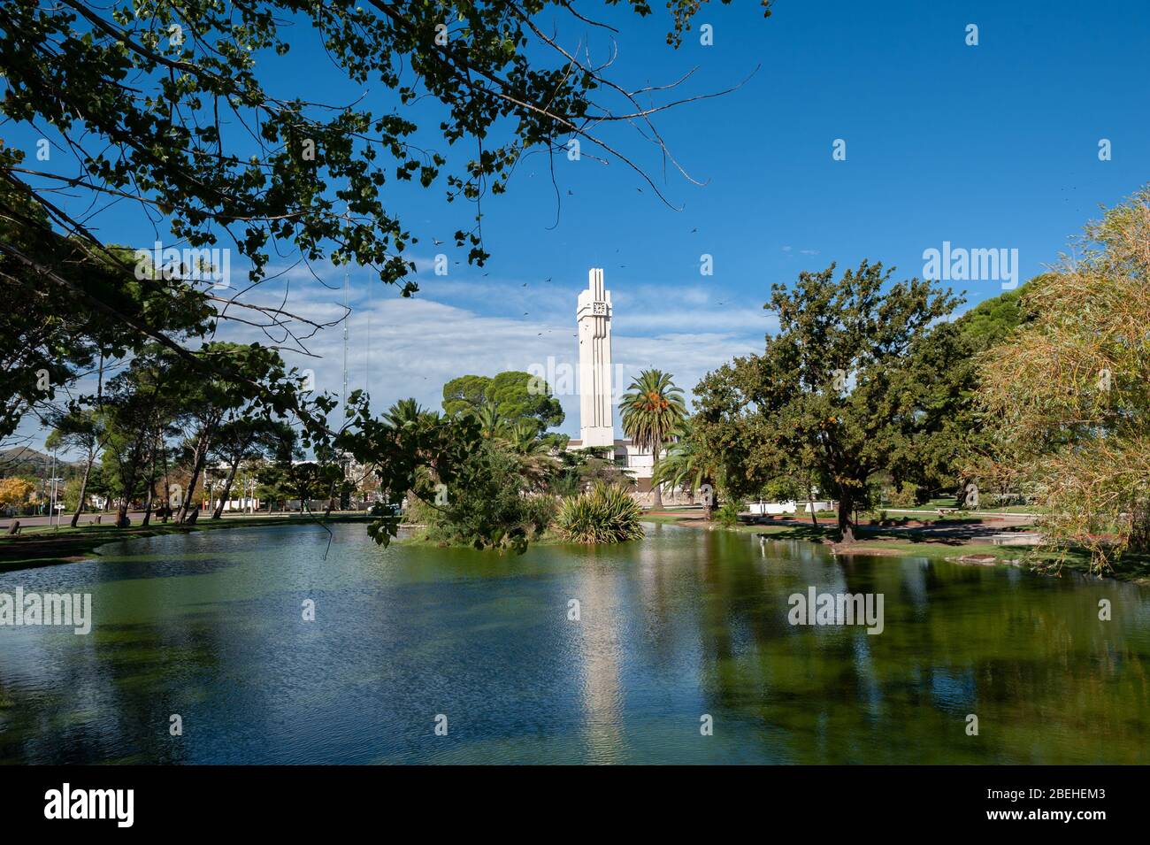Square and City Hall of Tornquist, a town in Buenos Aires Province, Argentina. Stock Photo