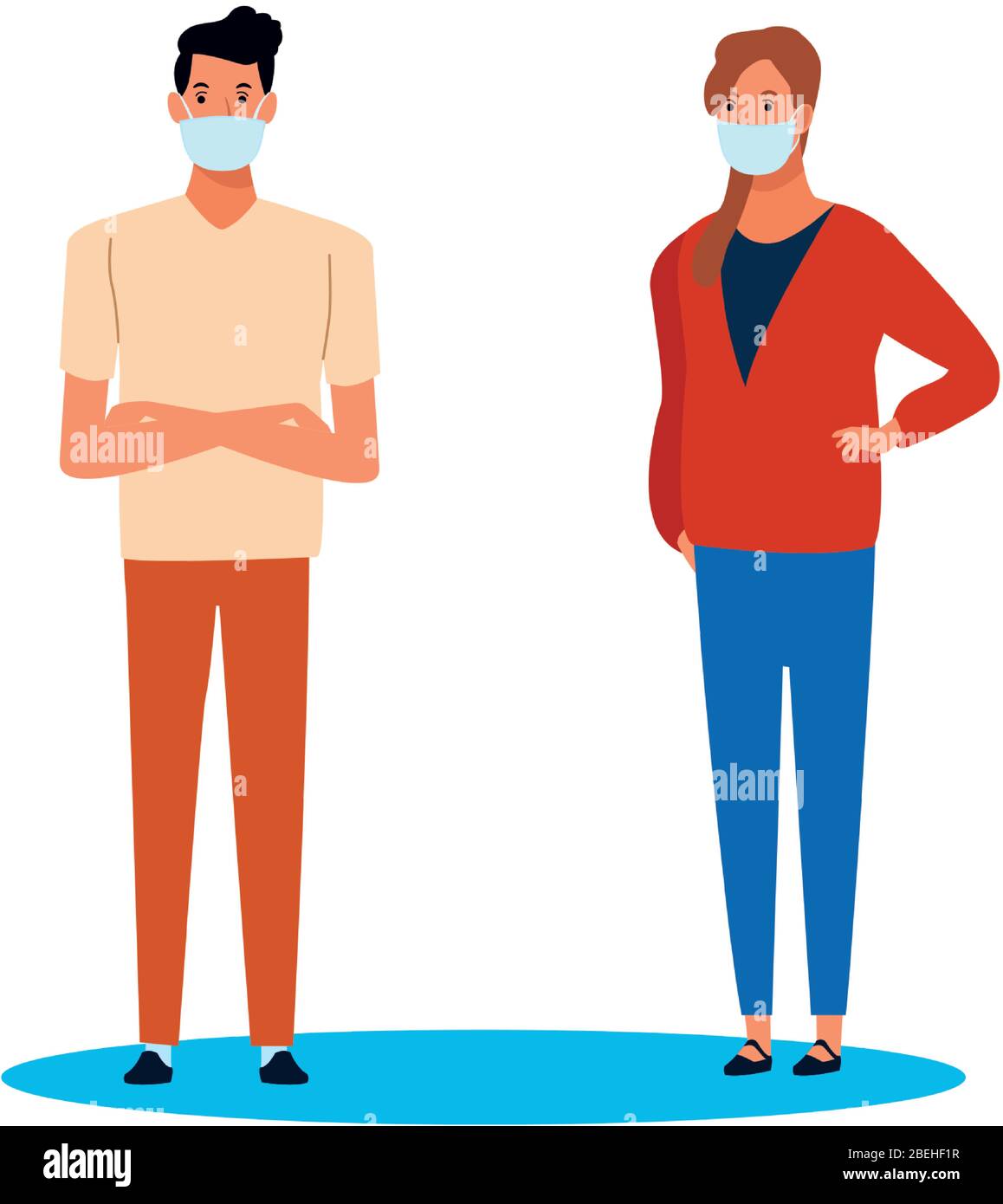 couple using face mask for covid19 Stock Vector Image & Art - Alamy
