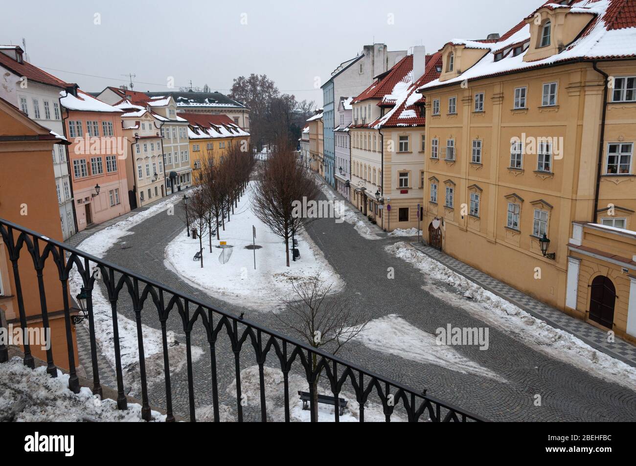 A view of the Na Kampe Street from the Charles bridge of Prague Stock Photo
