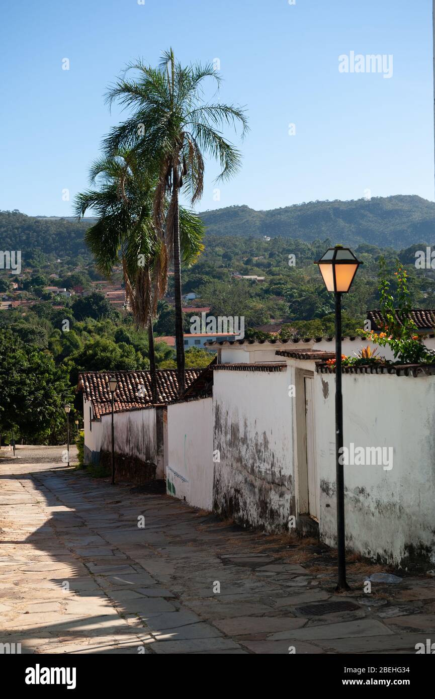 Pirenopolis is a very old clolonial town with cobbled streets. Located in Goias state. Stock Photo