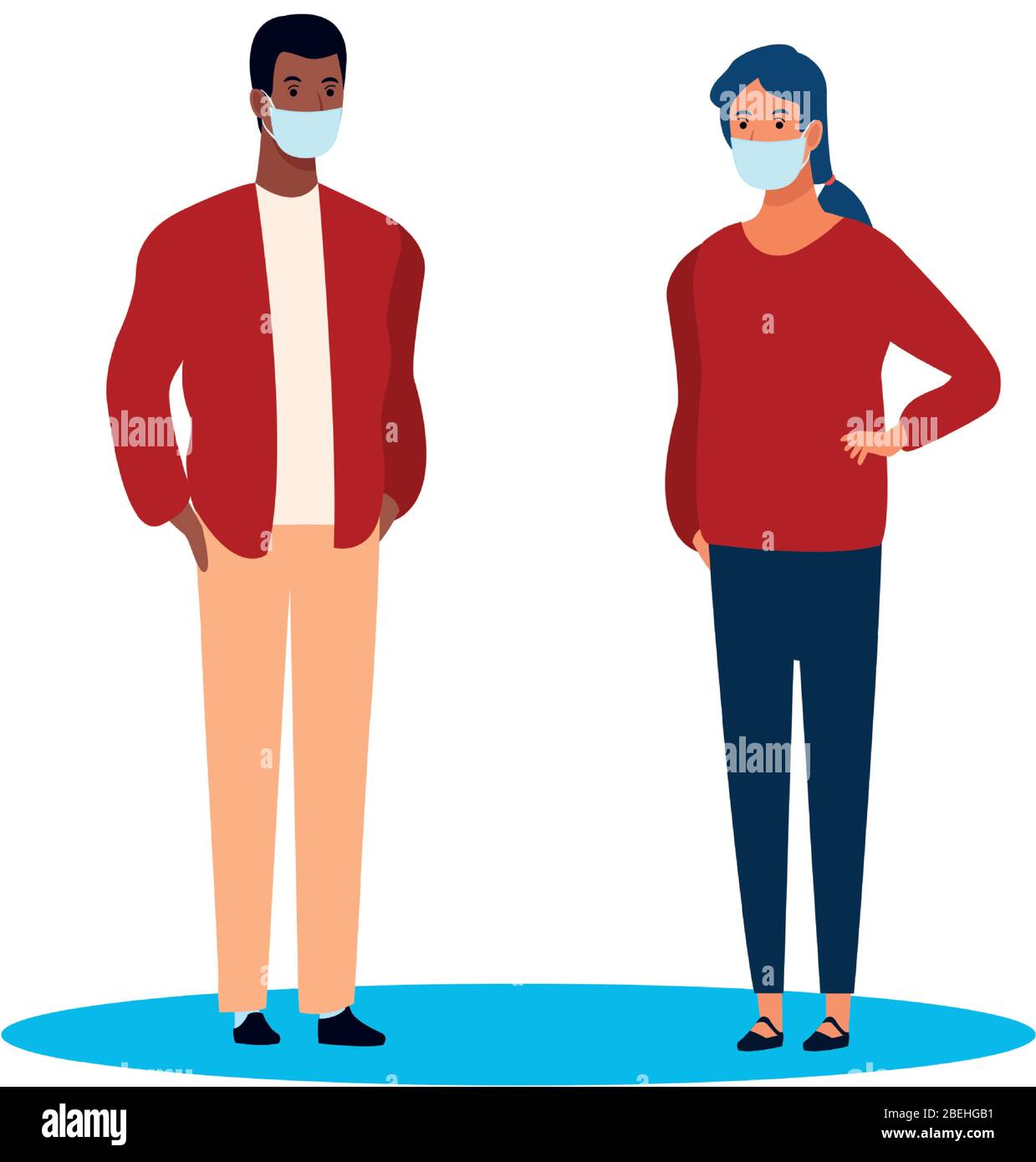 interracial couple using face mask for covid19 Stock Vector Image & Art ...