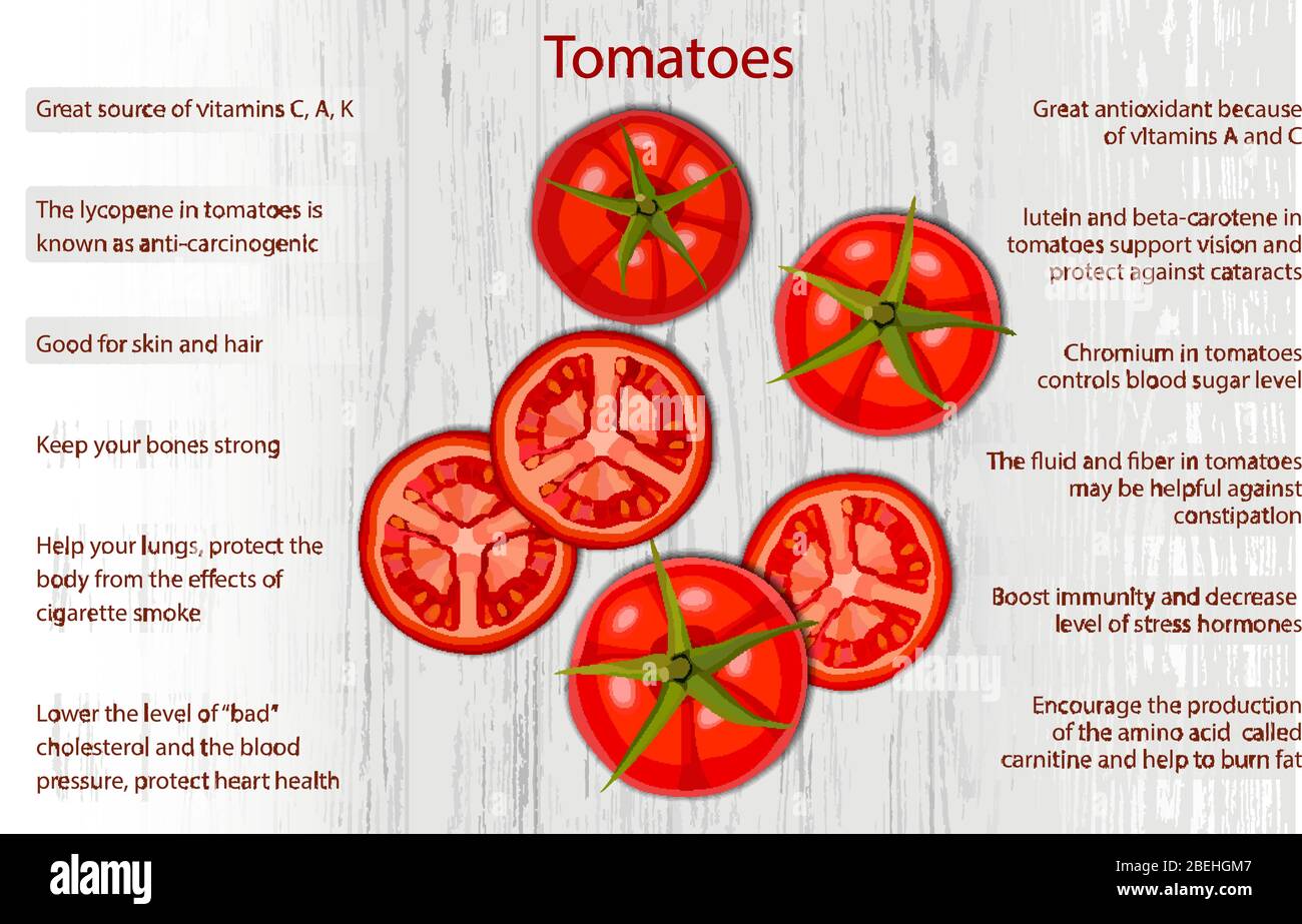 Tomato health benefits infographics on wooden background Stock Vector Image & Art - Alamy Tomato health benefits infographics on wooden background Stock Vector Image & Art - Alamy