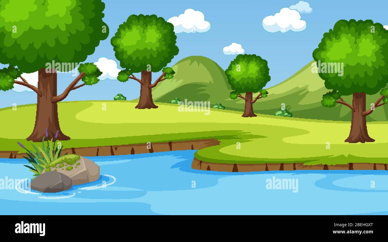 Background scene with many trees in the park illustration Stock Vector ...