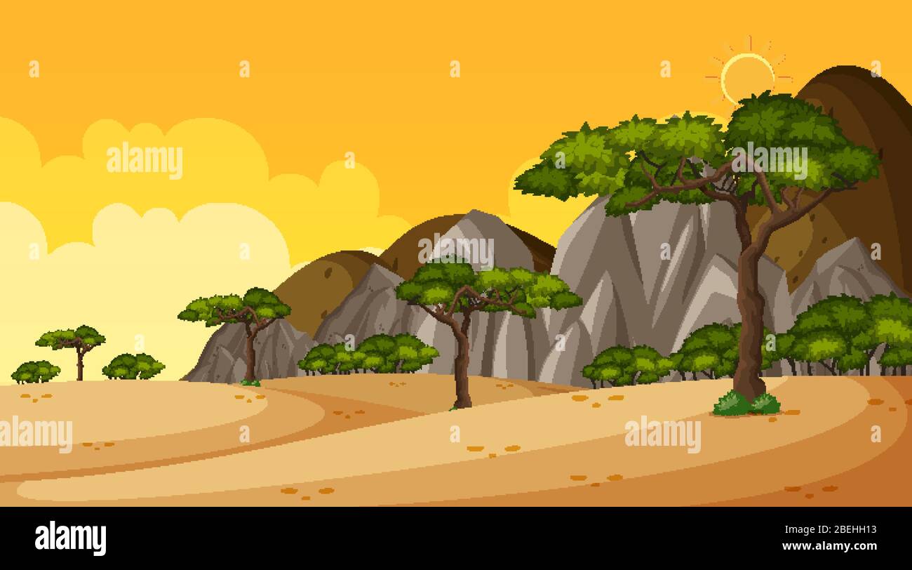 Background scene with many trees in the park illustration Stock Vector ...