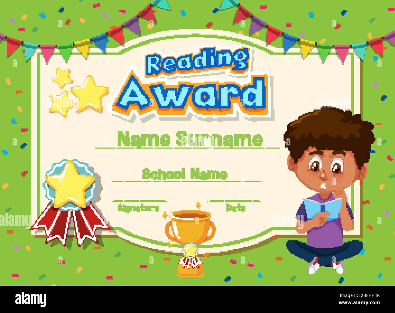 Certificate template for reading award with kids reading books in With Regard To Certificate Of Achievement Template For Kids