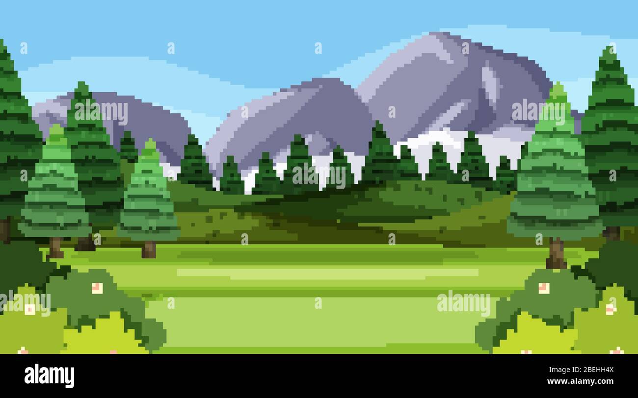 Background scene with many trees in the park illustration Stock Vector ...