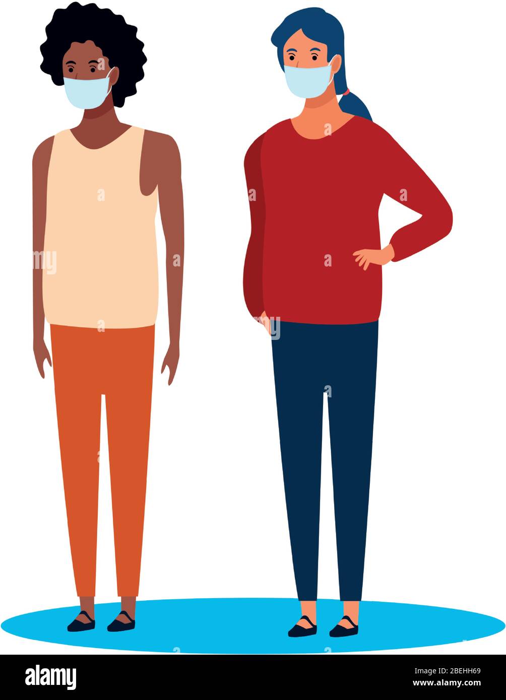 interracial women using face masks for covid19 Stock Vector Image & Art ...