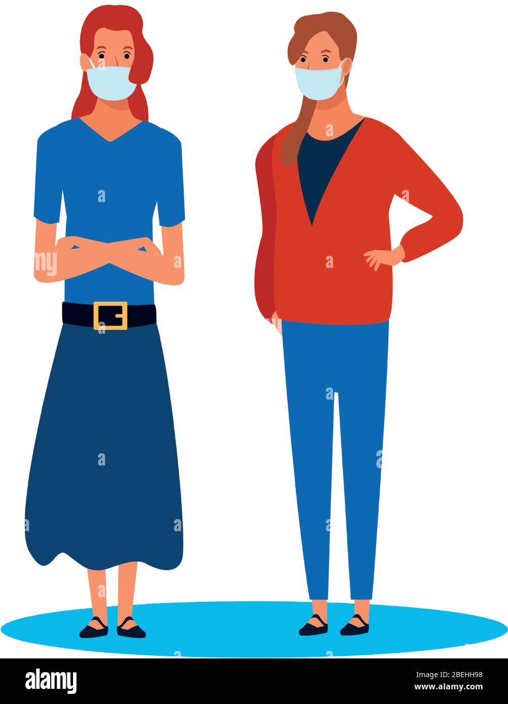 women using face masks for covid19 characters Stock Vector Image & Art ...