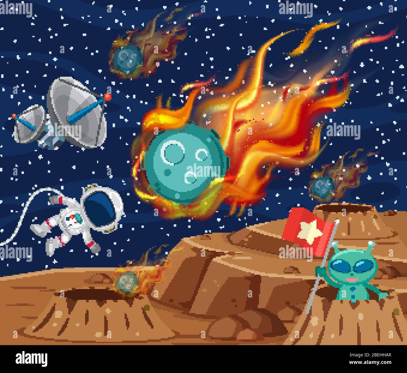 Background scene with asteroid flying in the space illustration Stock ...