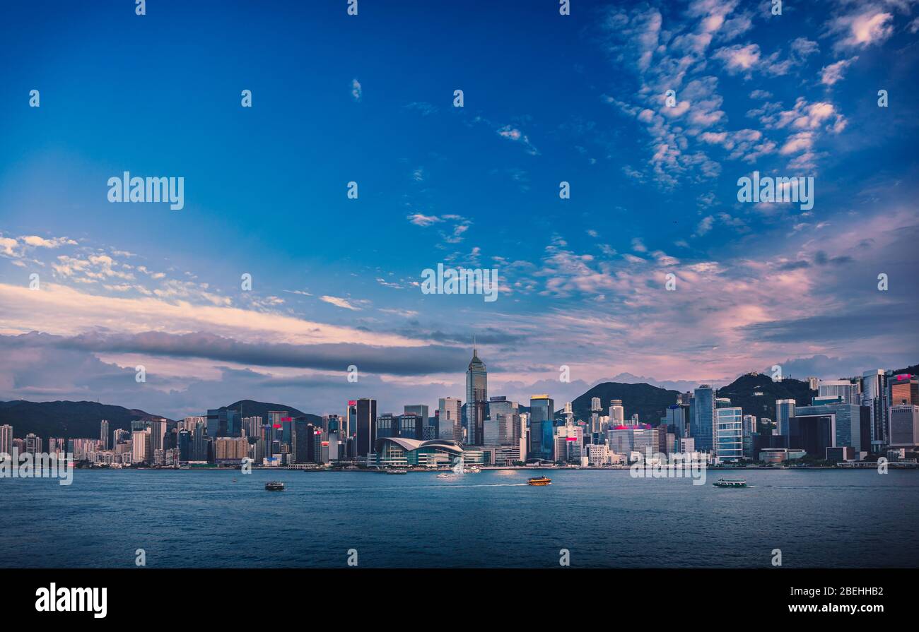 Hong Kong Victoria Harbour view; Hong Kong Cityscape Stock Photo - Alamy