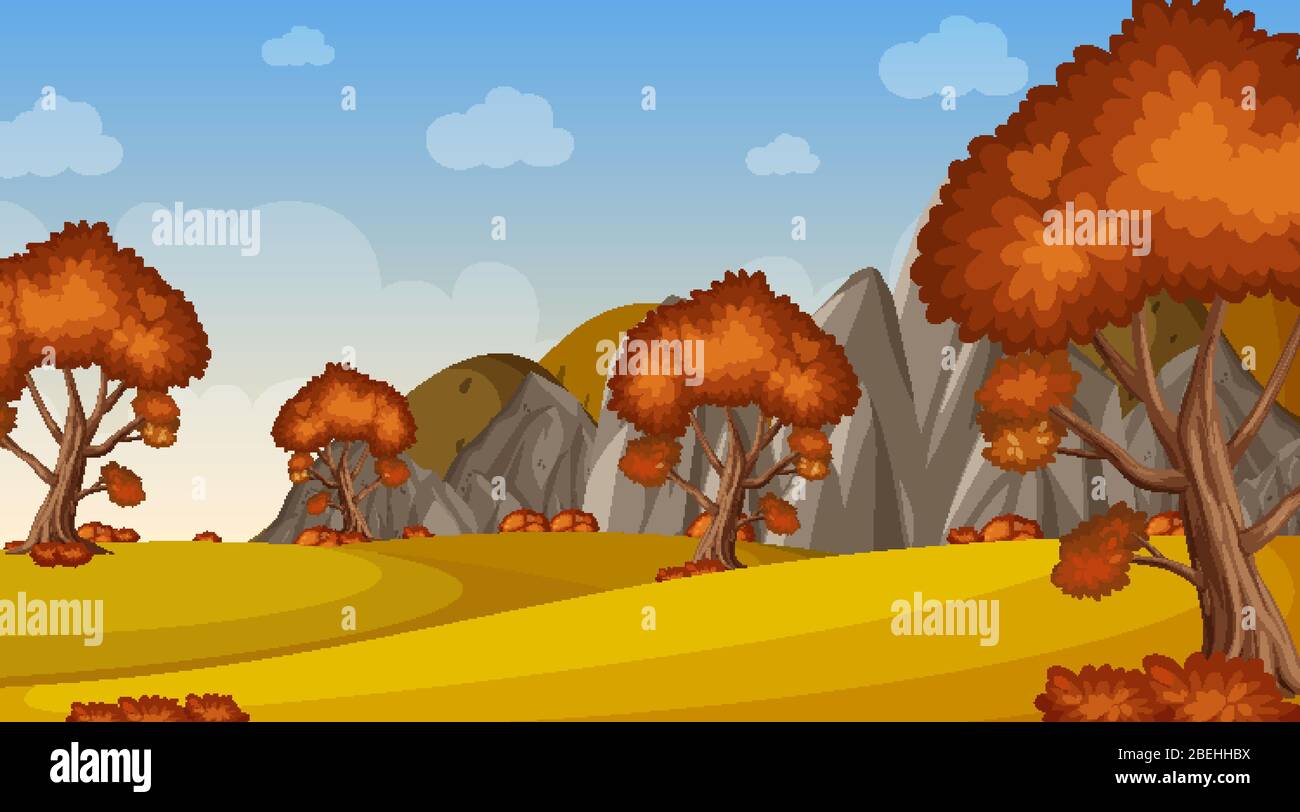 Background scene with many trees in the park illustration Stock Vector ...
